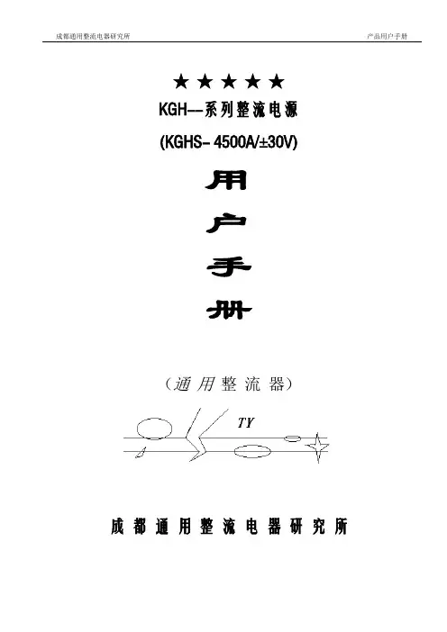 电解整流装置说明书
