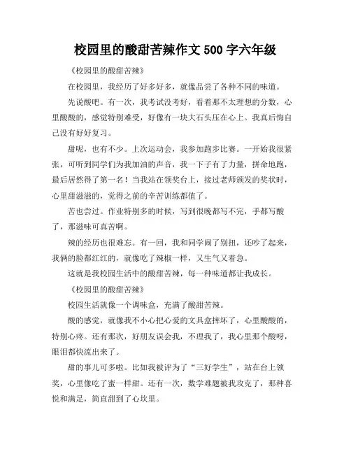 校园里的酸甜苦辣作文500字六年级