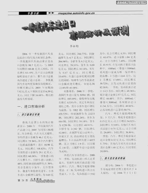 一季度汽车进出口市场分析及预测