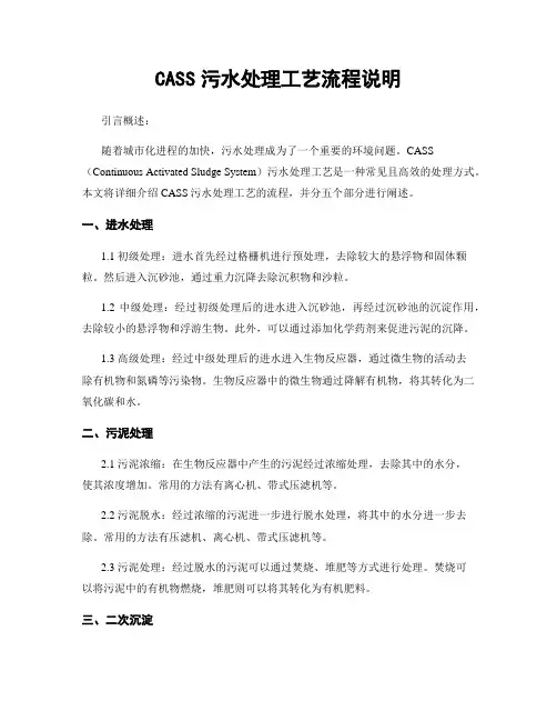 CASS污水处理工艺流程说明
