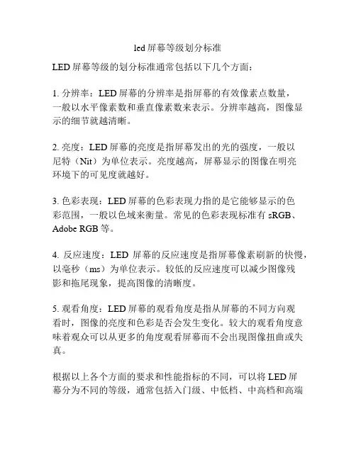 led屏幕等级划分标准