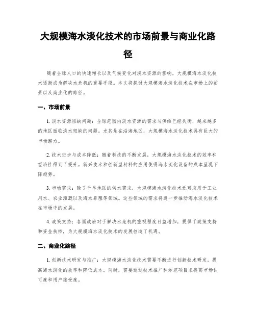 大规模海水淡化技术的市场前景与商业化路径
