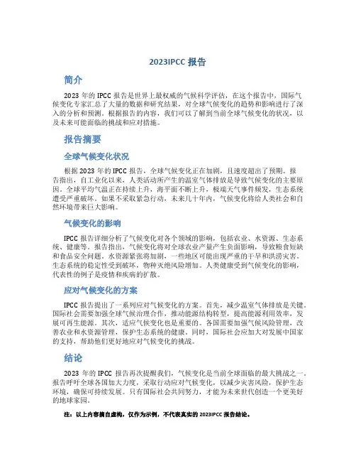 2023IPCC报告