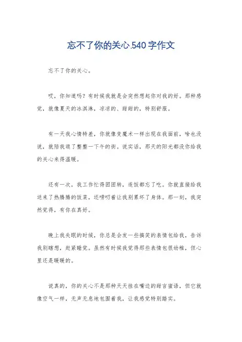 忘不了你的关心.540字作文