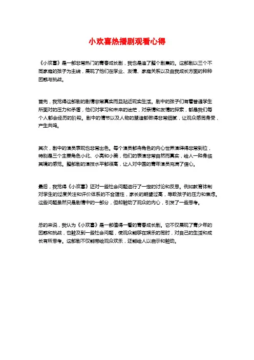 小欢喜热播剧观看心得