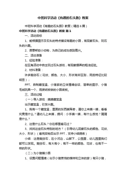 中班科学活动《有趣的石头路》教案（精选6篇）