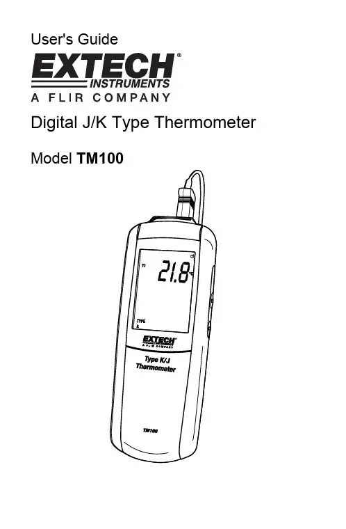 Extech TM100数字J K类温度计说明书