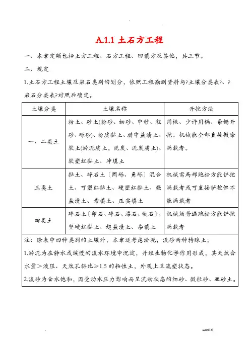 2018新定额说明及计算规则