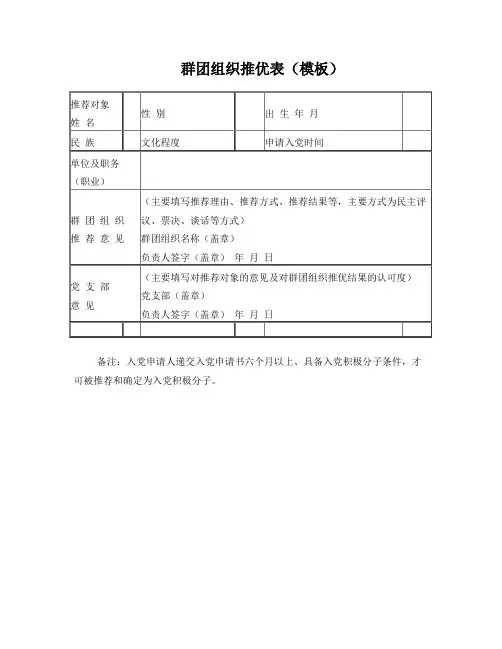 群团组织推优表(模板)