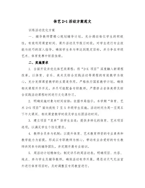 体艺2+1活动方案范文（二篇）