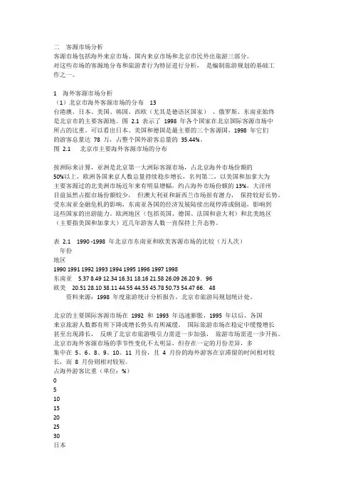 北京客源市场分析