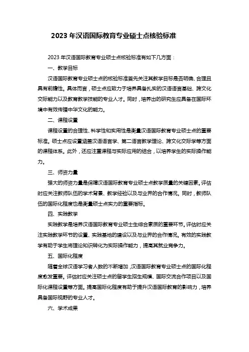 2023年汉语国际教育专业硕士点核验标准