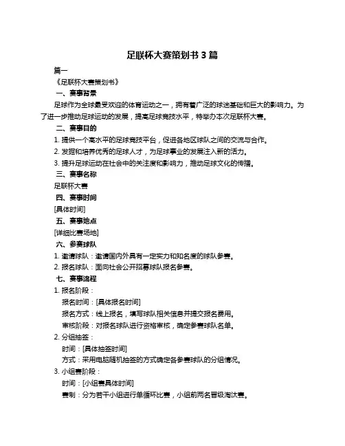 足联杯大赛策划书3篇