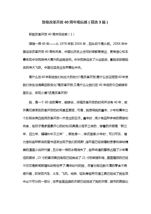 致敬改革开放40周年观后感(精选3篇)