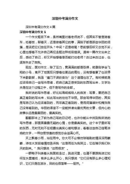 深圳中考满分作文4篇
