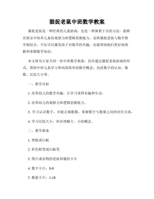 猫捉老鼠中班数学教案