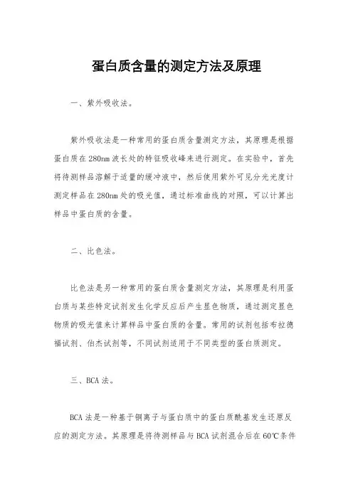 蛋白质含量的测定方法及原理