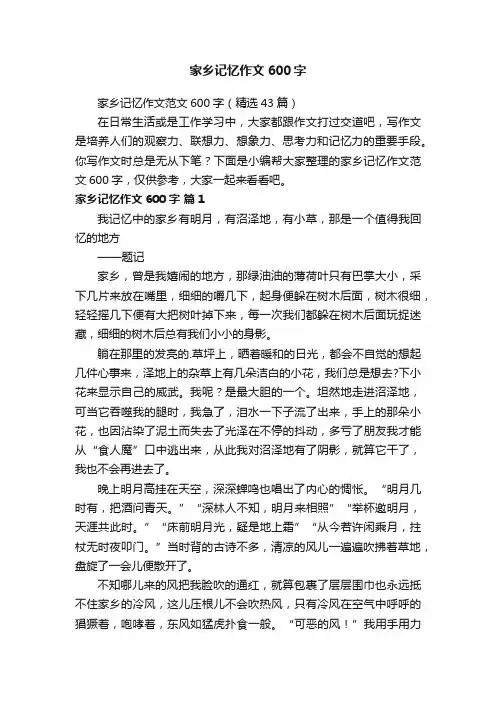 家乡记忆作文范文600字（精选43篇）