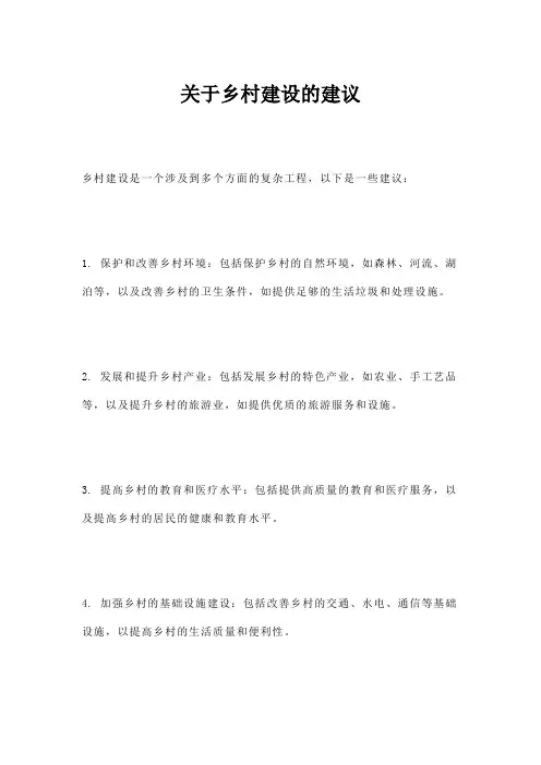 关于乡村建设的建议