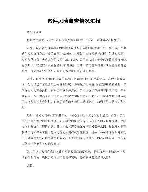 案件风险自查情况汇报