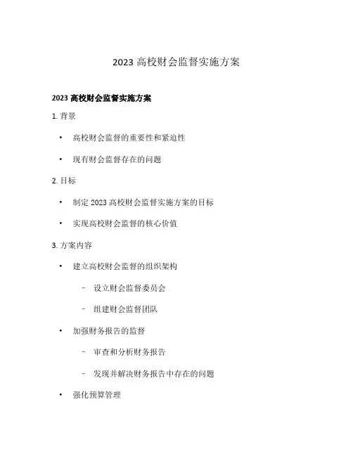 2023高校财会监督实施方案