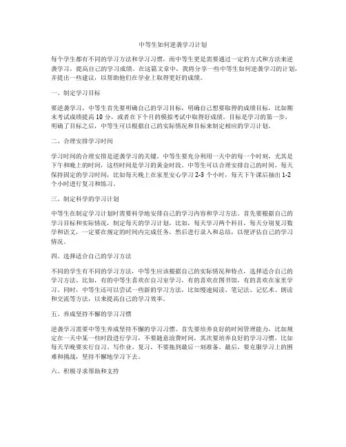 中等生如何逆袭学习计划
