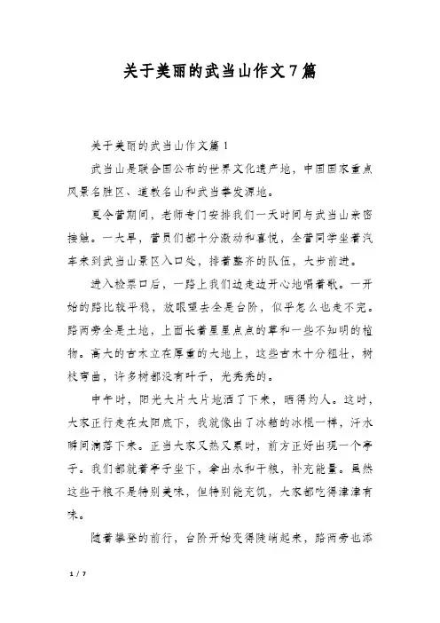 关于美丽的武当山作文7篇