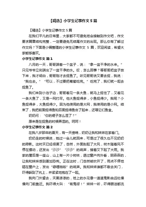 【精选】小学生记事作文5篇