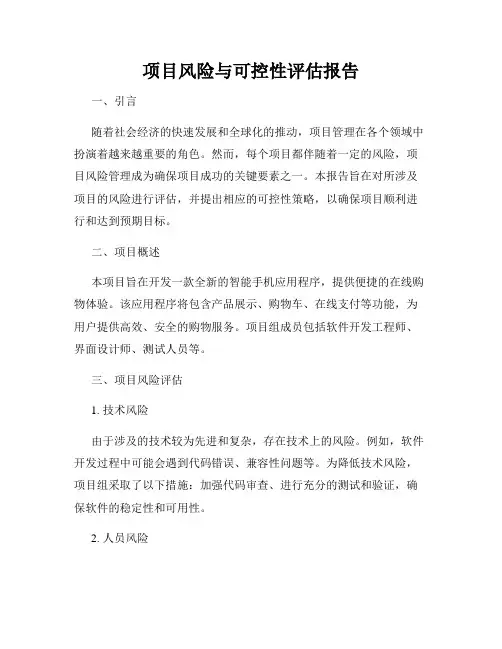 项目风险与可控性评估报告