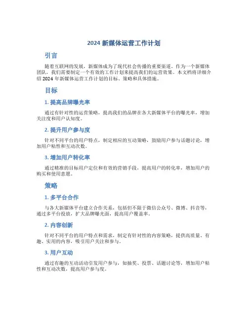 2024新媒体运营工作计划