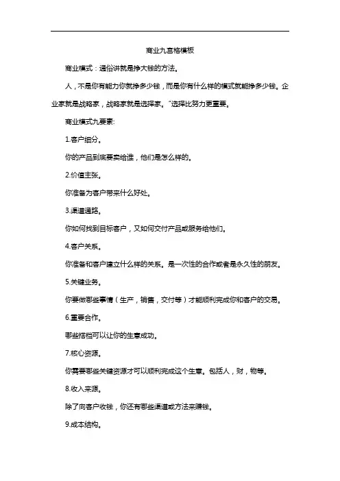 商业九宫格模板