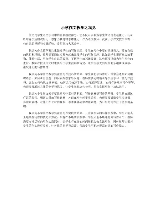 小学作文教学之我见