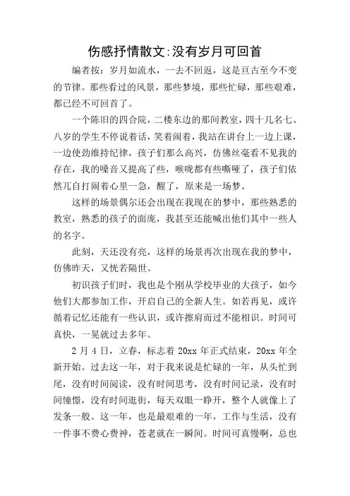 伤感抒情散文-没有岁月可回首
