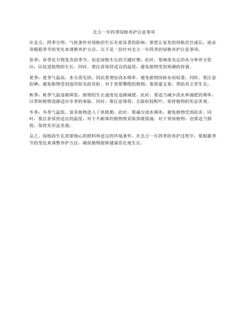 北方一年四季绿植养护注意事项