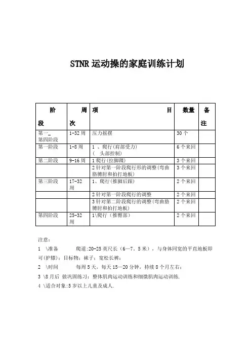 STNR运动操的家庭训练计划