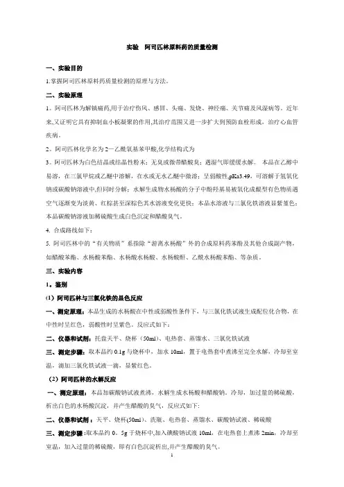 阿司匹林原料药的质量检