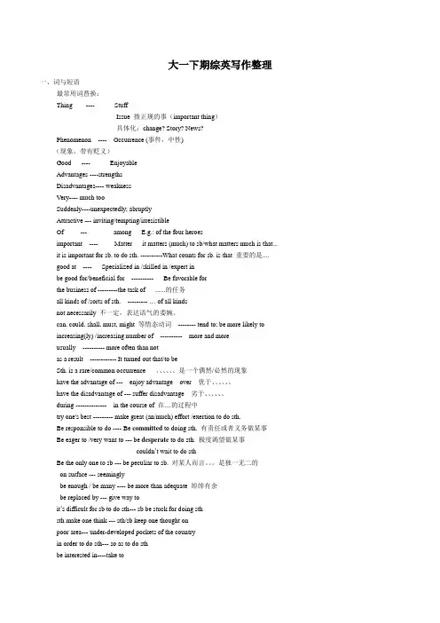 作文替换词汇(特别用于专四备考)