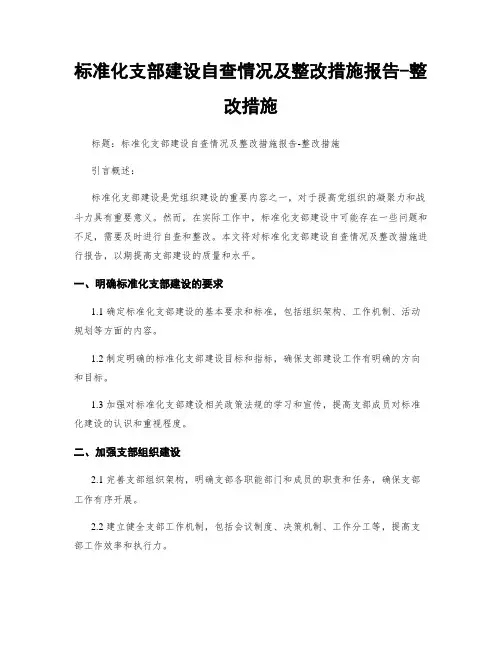 标准化支部建设自查情况及整改措施报告-整改措施