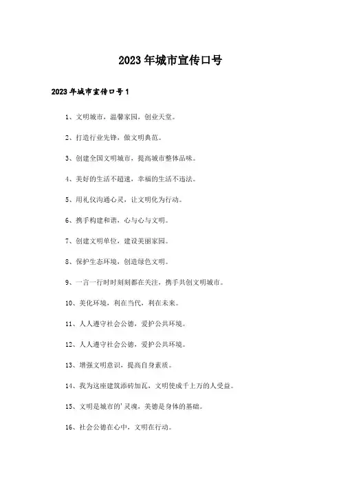 2023年城市宣传口号_1
