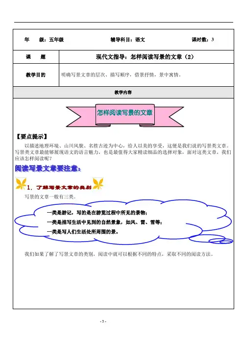 2020部编版语文五年级阅读写景类训练2
