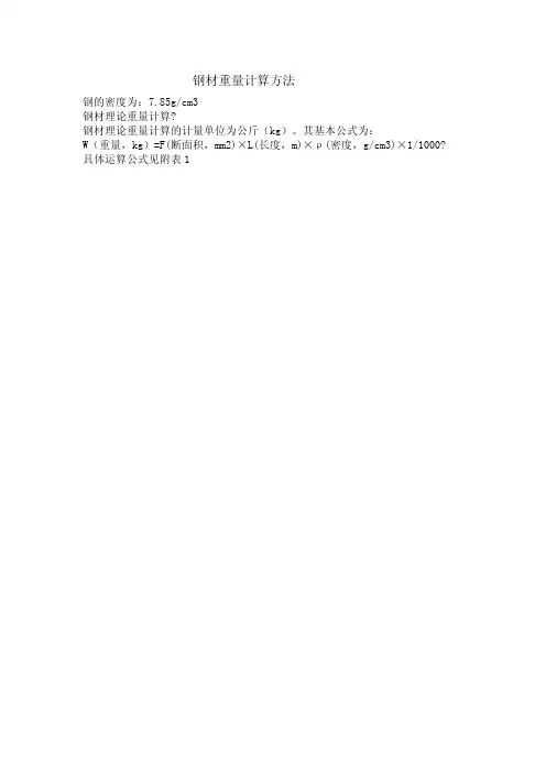 钢材消耗量计算