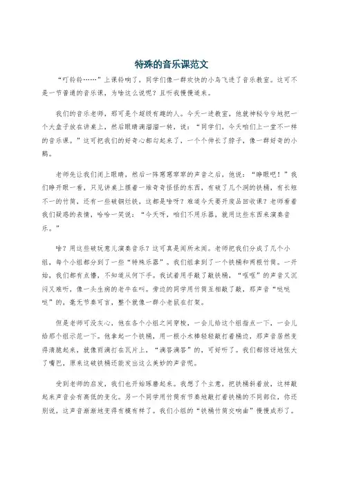 特殊的音乐课范文