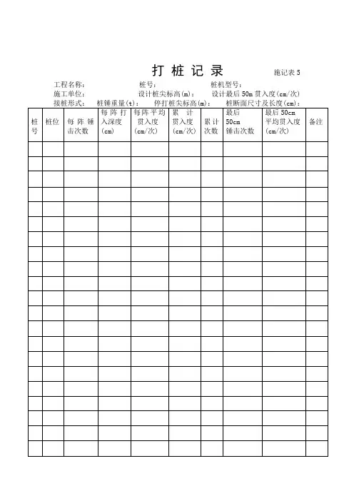 打桩记录施记表
