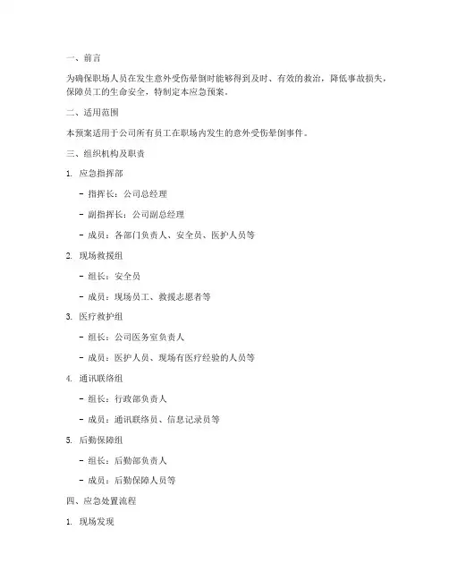 职场受伤晕倒应急预案