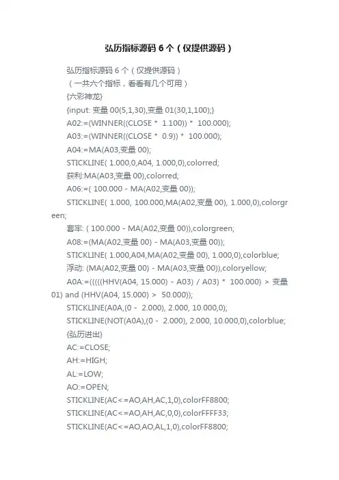 弘历指标源码6个（仅提供源码）