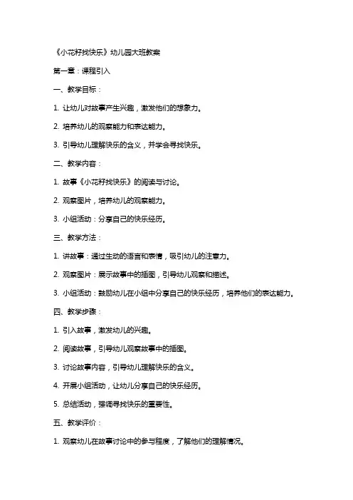 《小花籽找快乐》幼儿园大班教案