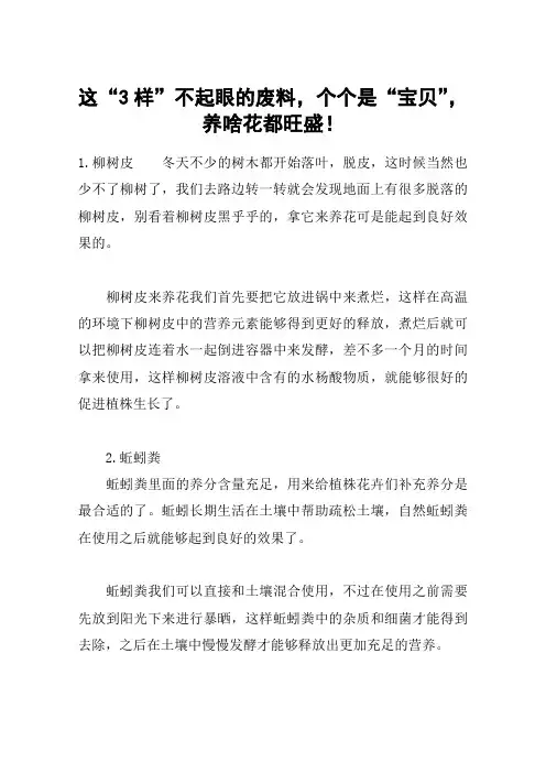 这“3样”不起眼的废料,个个是“宝贝”,养啥花都旺盛!