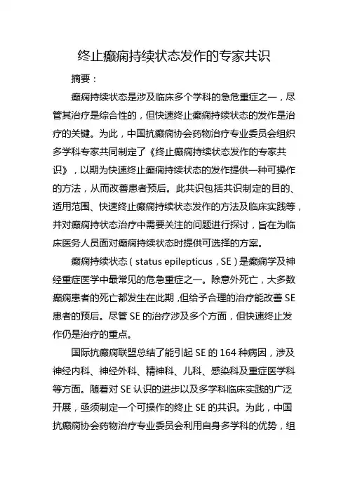 终止癫痫持续状态发作的专家共识