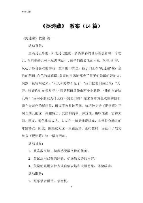 《捉迷藏》 教案(14篇)