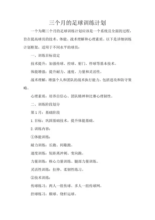 三个月的足球训练计划